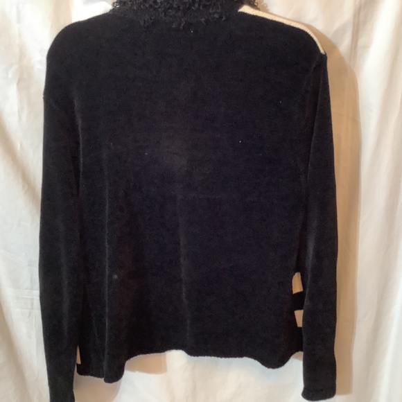 Beautiful Lisa International black/white sweater fringe neck EUC - Picture 6 of 11